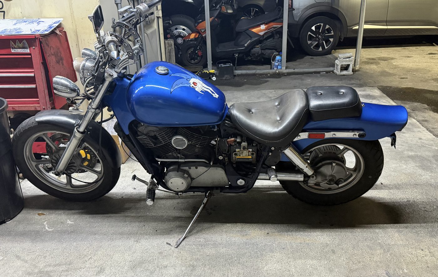 Blue cruiser motorcycle